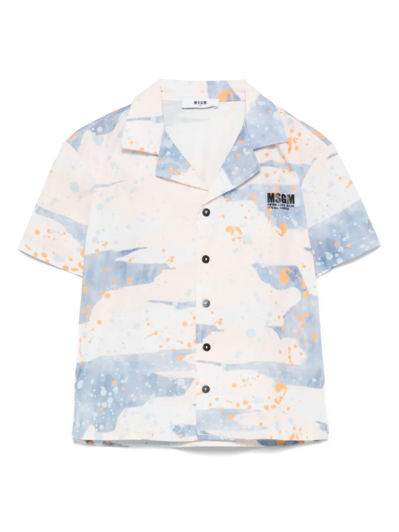 

MSGM Kids рубашка с эффектом разбрызганной краски, синий