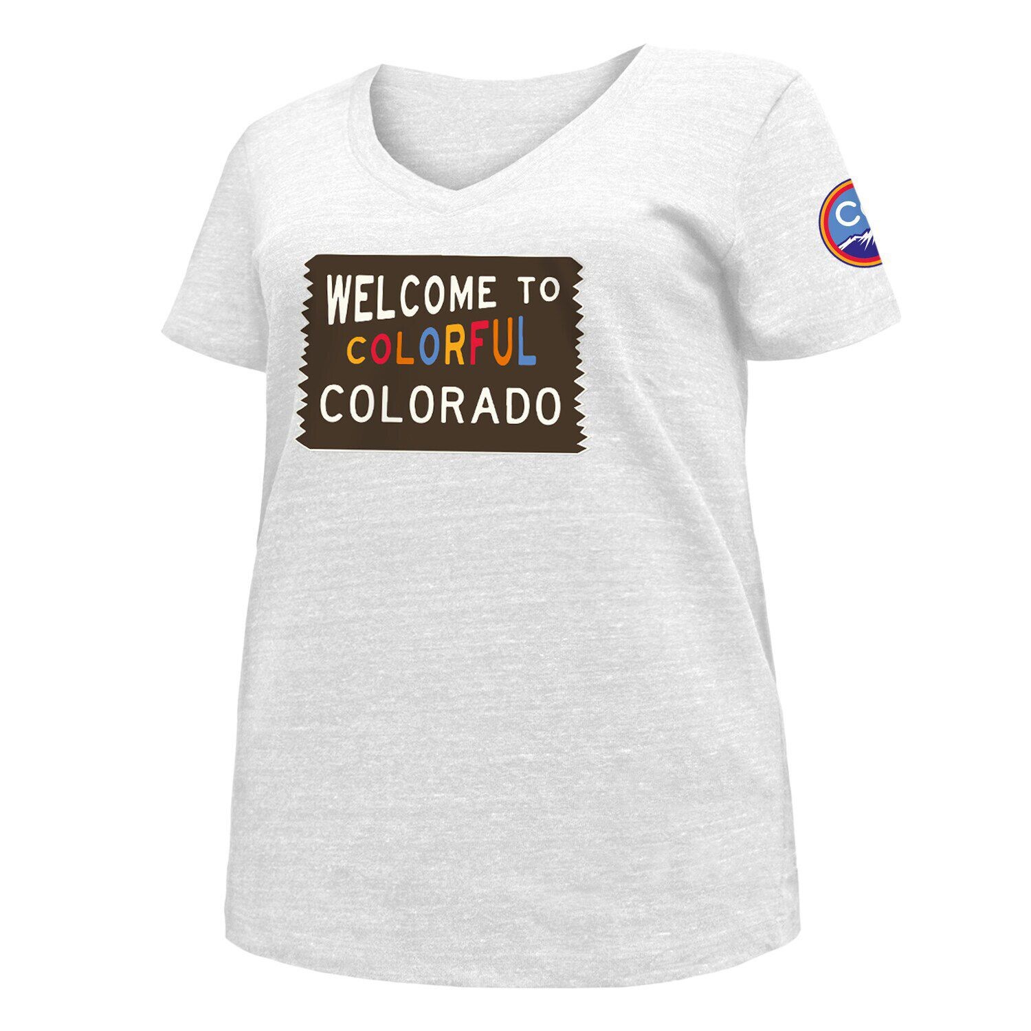 

Женская футболка New Era White Colorado Rockies 2022 City Connect большого размера с v-образным вырезом New Era