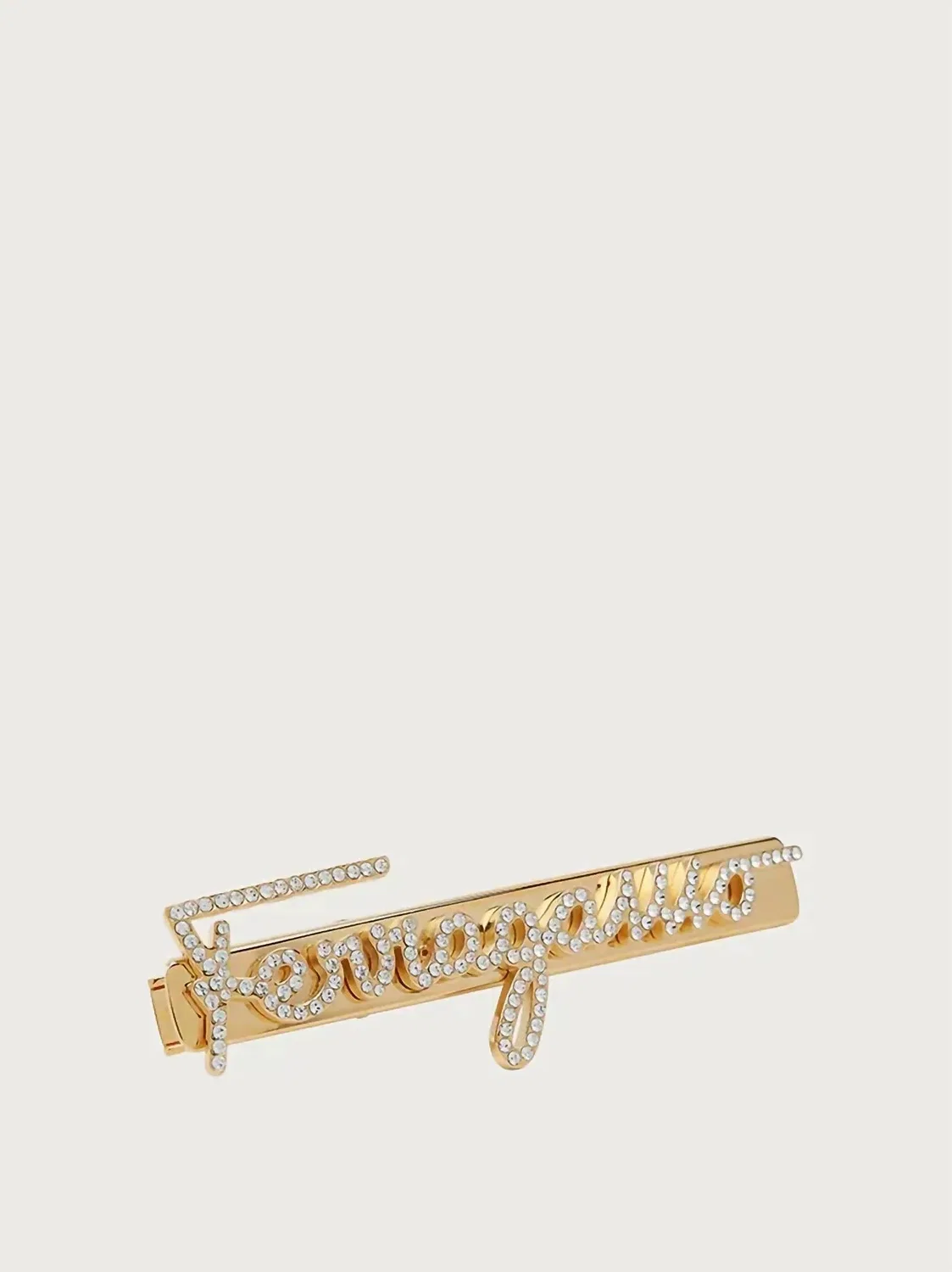 Salvatore Ferragamo Женская заколка для волос Fantasia с кристальным логотипом, золотистого цвета — фото 2