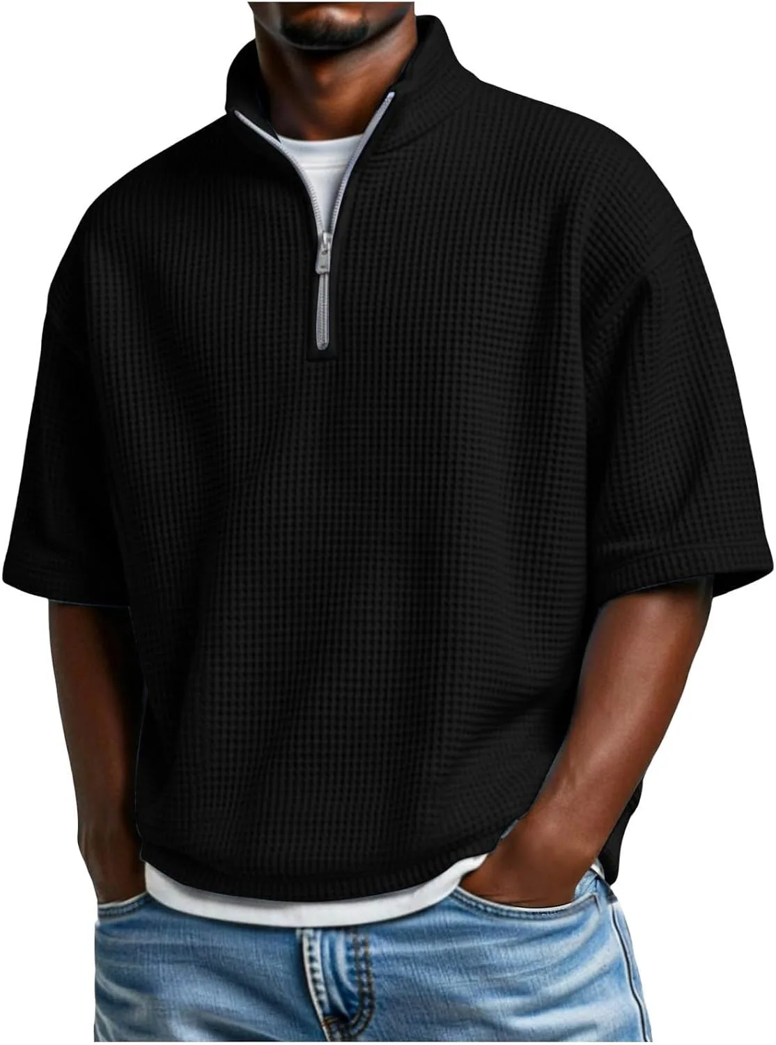 

Мужская футболка с коротким рукавом и молнией