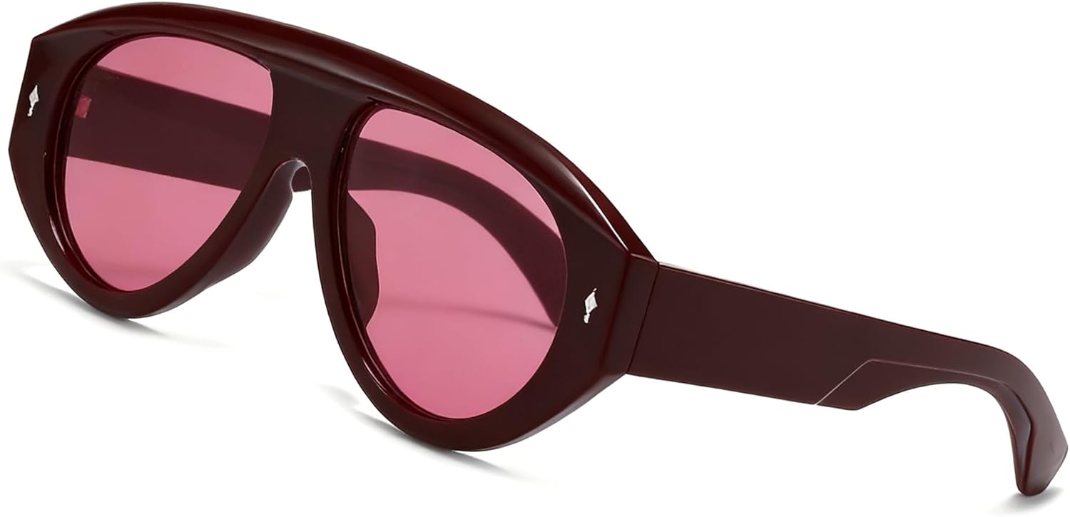 

Винтажные большие солнцезащитные очки-пилот для женщин и мужчин, в стиле 90-х, с крупной оправой, ветрозащитные, популярные панк-очки, защита от ультрафиолета UV400 mincl, Redc3