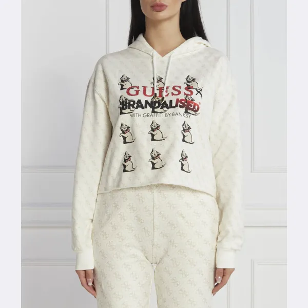 

Толстовка свободного кроя с логотипом Xbrandalized Kitty Guess, бежевый