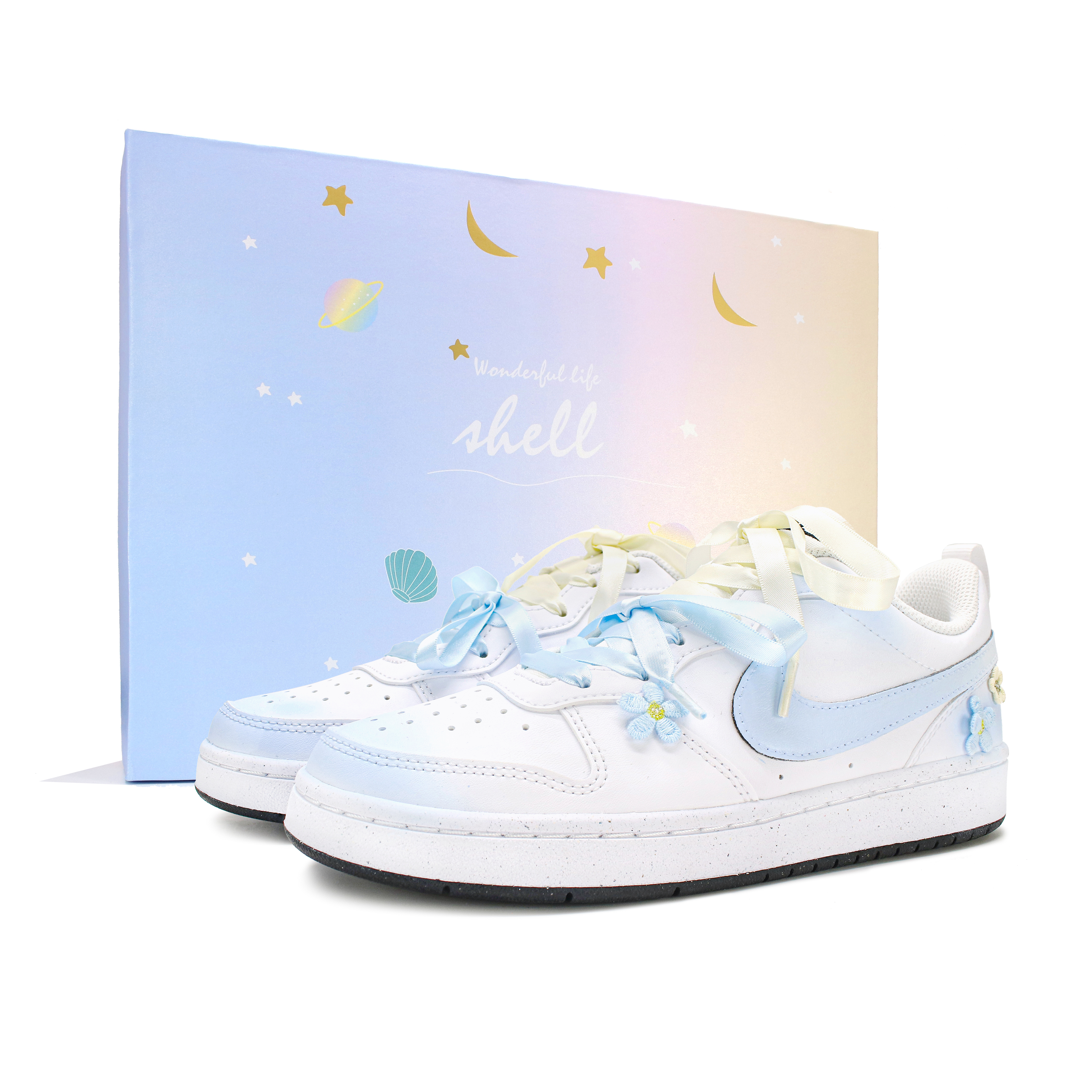 

Низкие детские кроссовки для скейтбординга Court Borough LOW RECRAFT для подростков Nike, синий/белый