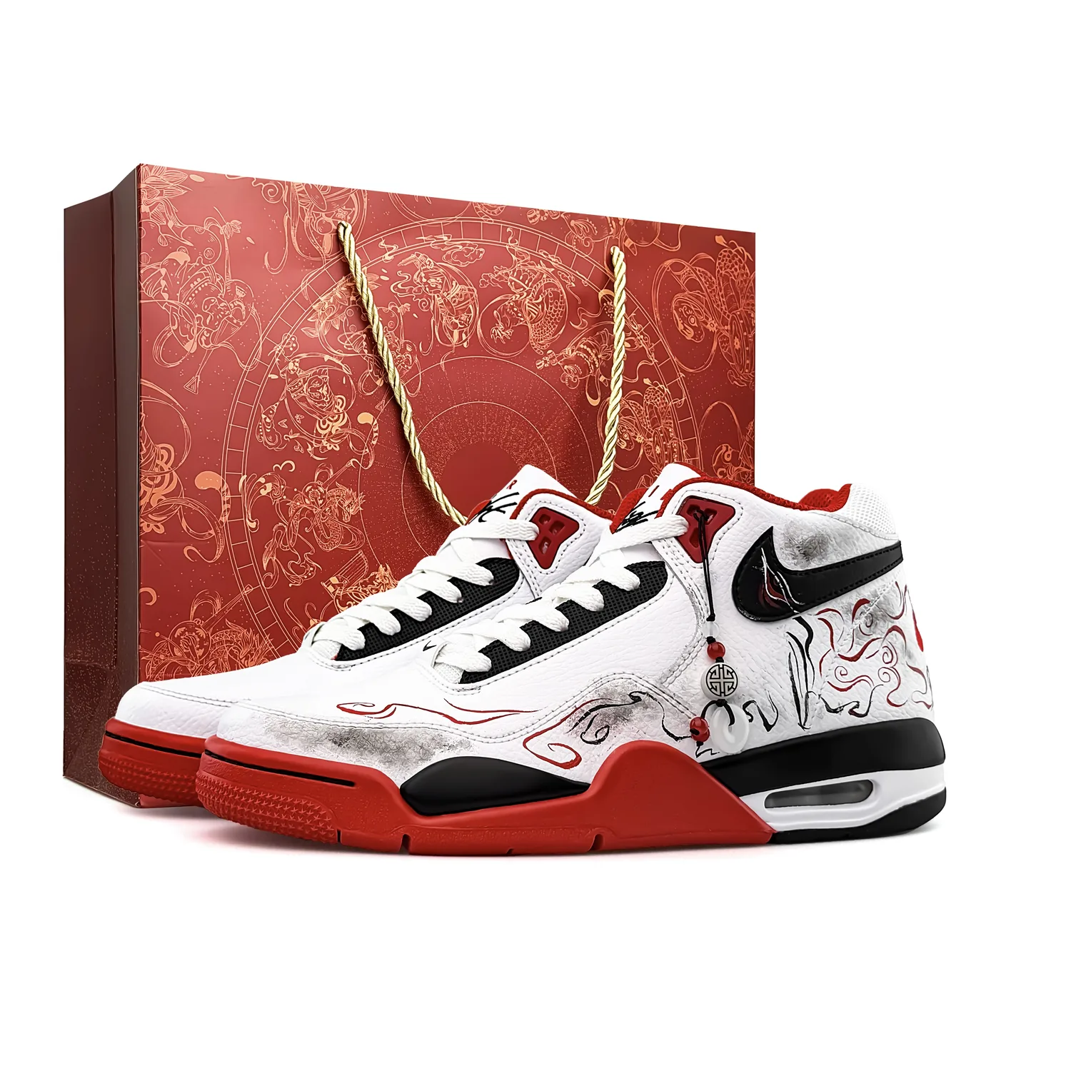 Nike Кроссовки Flight Legacy Ink Cloud White Crane, специальная сумка для покупок, амортизация, устойчивость к истиранию и скольжению, мид-топ