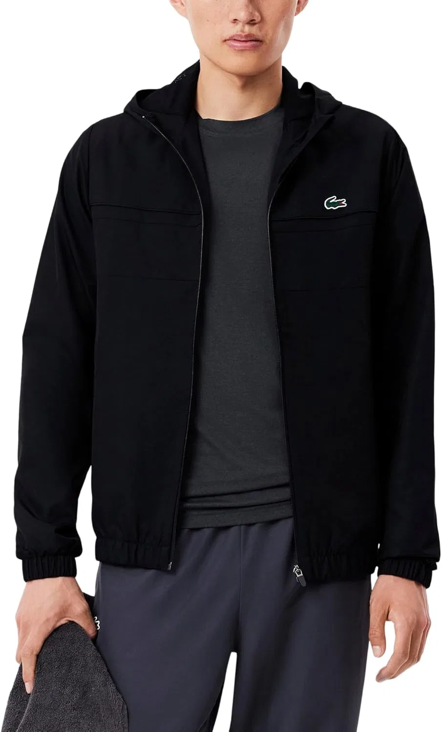 Легкая мужская куртка Lacoste на молнии, черный/черный/черный