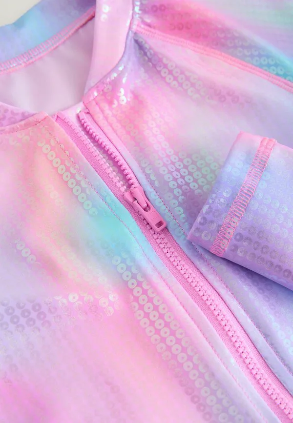 Купальник стандартного кроя с длинными рукавами Next, Pink Rainbow Foil Sequin — фото 2
