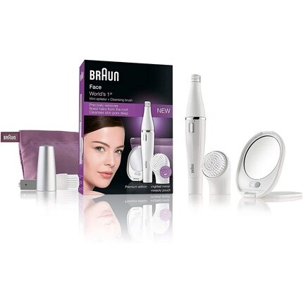 

Эпилятор для лица Braun FaceSpa Premium Edition Se830 с щеточкой для очищения лица и зеркалом с подсветкой