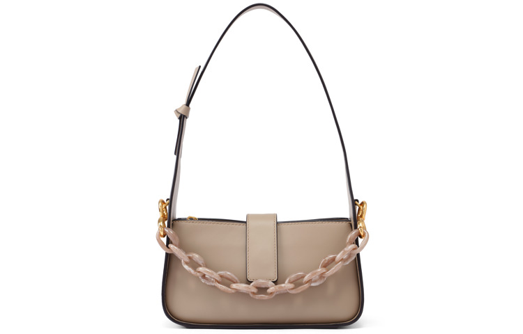 

Кожаная плечевая сумка через плечо от Small CK Женская серо-коричневая/зеленая/синяя CHARLES&KEITH, Бежевый