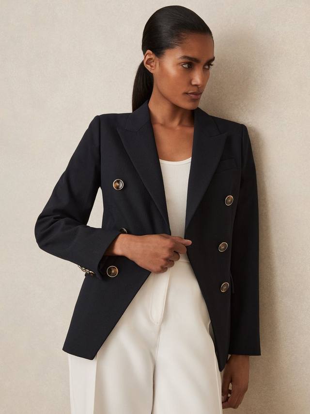 

Пиджак Petite Lia двубортный из шерстяной смеси Reiss, Navy