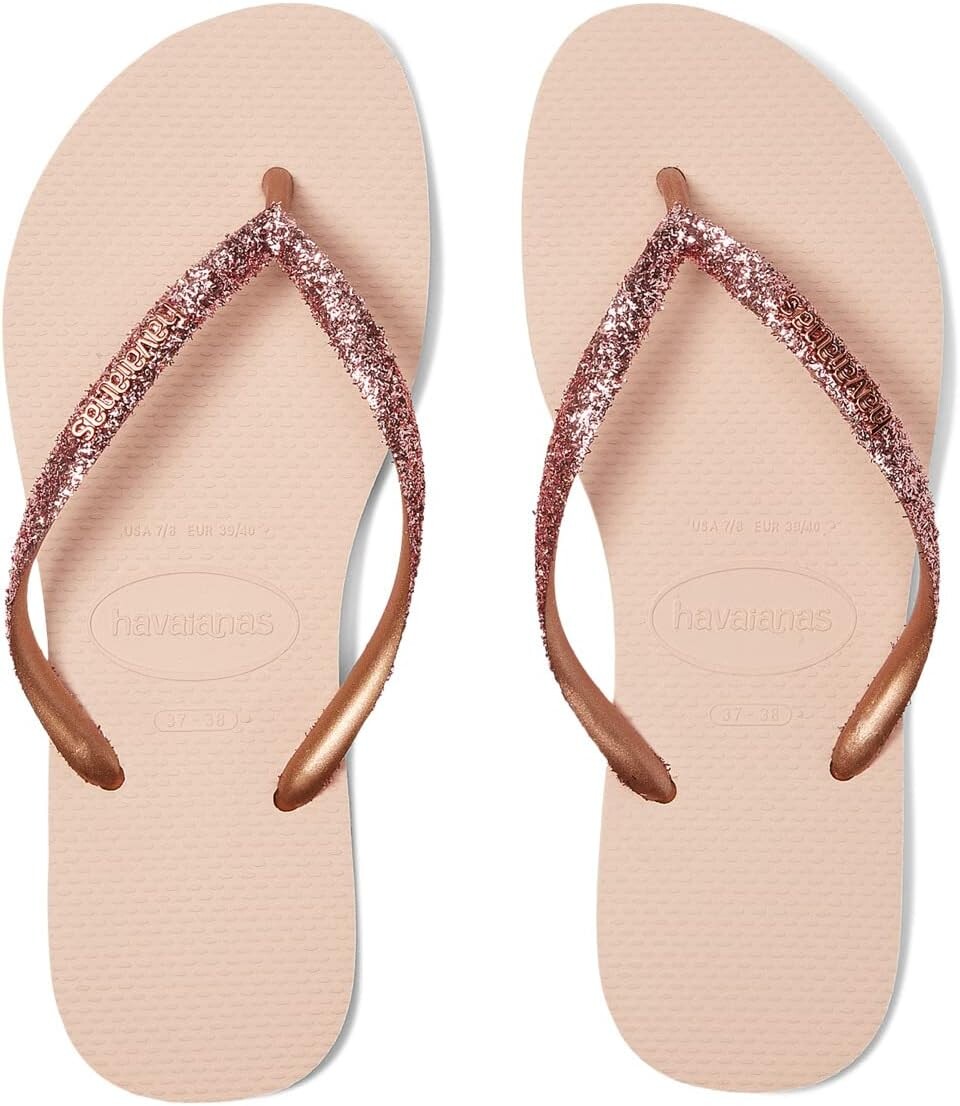 

Шлепанцы Slim Glitter II Flip Flop Sandal Havaianas, цвет Ballet Rose/Golden Blush