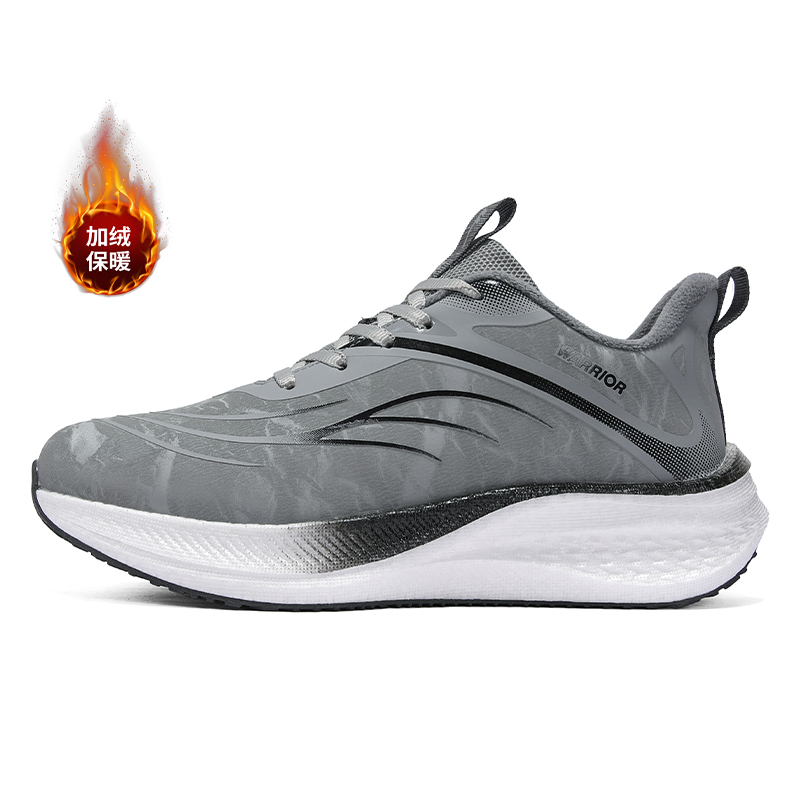 

Абразивостойкие термо кроссовки High top для бега мужские WARRIOR, серый and черный leather-lined fleece-lined