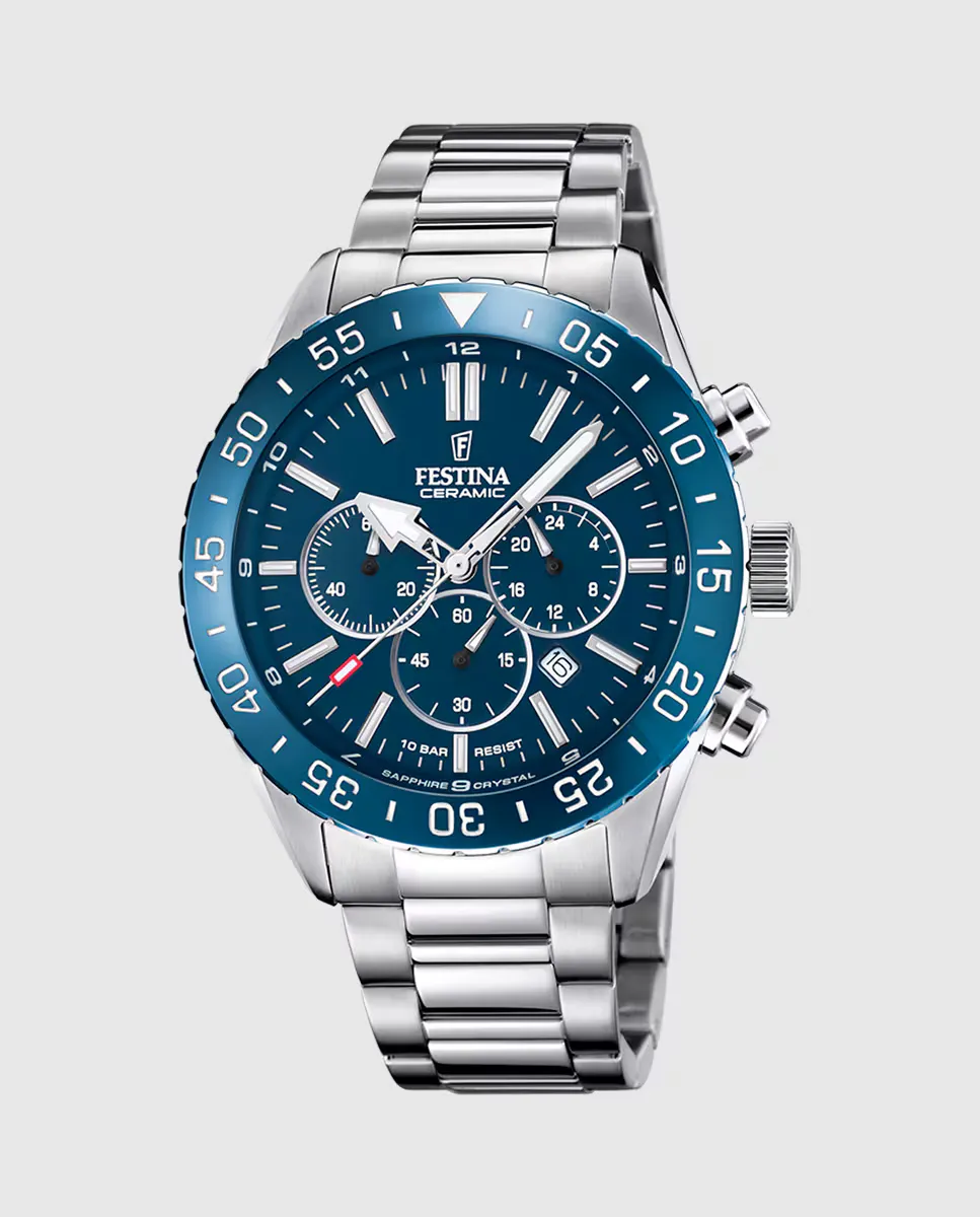 

F20575/2 Мужские керамические часы из серебристой стали Festina, серебряный