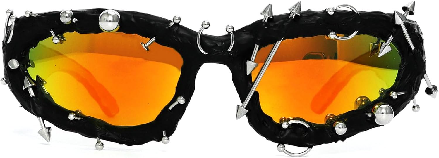 

Солнцезащитные очки в стиле Y2K для мужчин и женщин, стильные солнцезащитные очки для уличных вечеринок, персонализированные солнцезащитные очки N45 mincl, Black Red Mirror