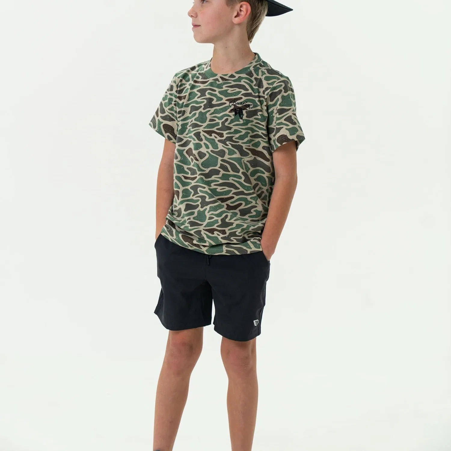 Шорты спортивные для мальчиков Burlebo, цвет Heather Black - Retro Duck Camo — фото 2