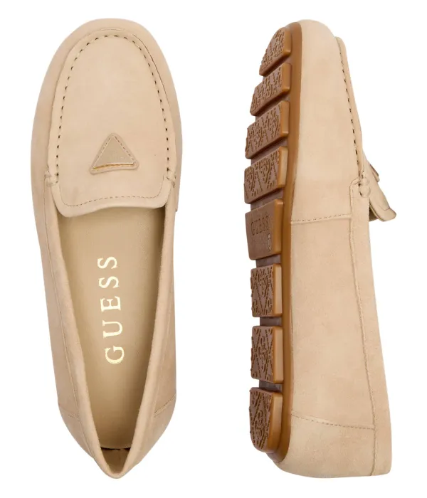 Кожаные мокасины Lonney с одной полосой Guess, бежевый — фото 4