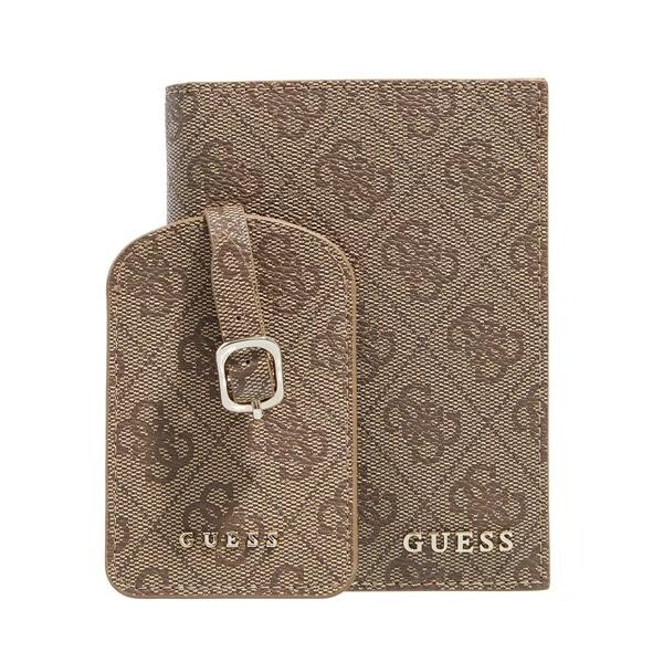 

Кошелек gift passport case + luggage tag latte Guess, коричневый