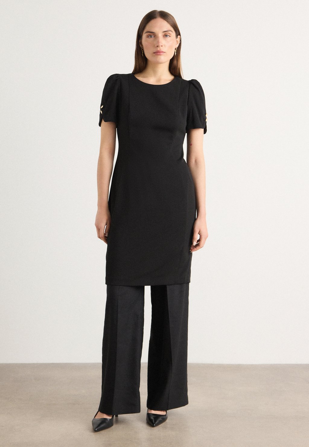 

Платье из джерси RUCHED PUFF SLEEVES - Shift dress DKNY, черный