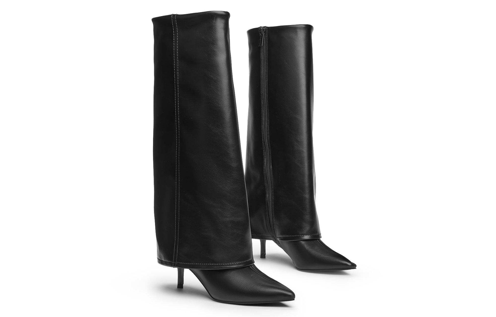CHARLES&KEITH Чёрные женские ботинки Small CK до колена на каблуке 6,5 см, цвет Black — фото 3