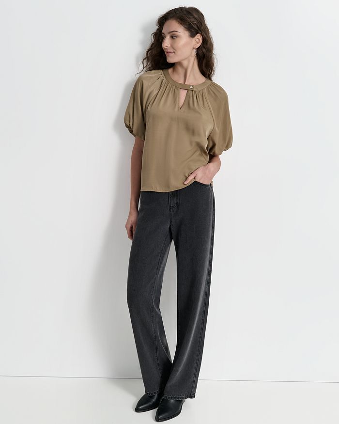 

Топ с рукавами-фонариками DKNY, коричневый/бежевый
