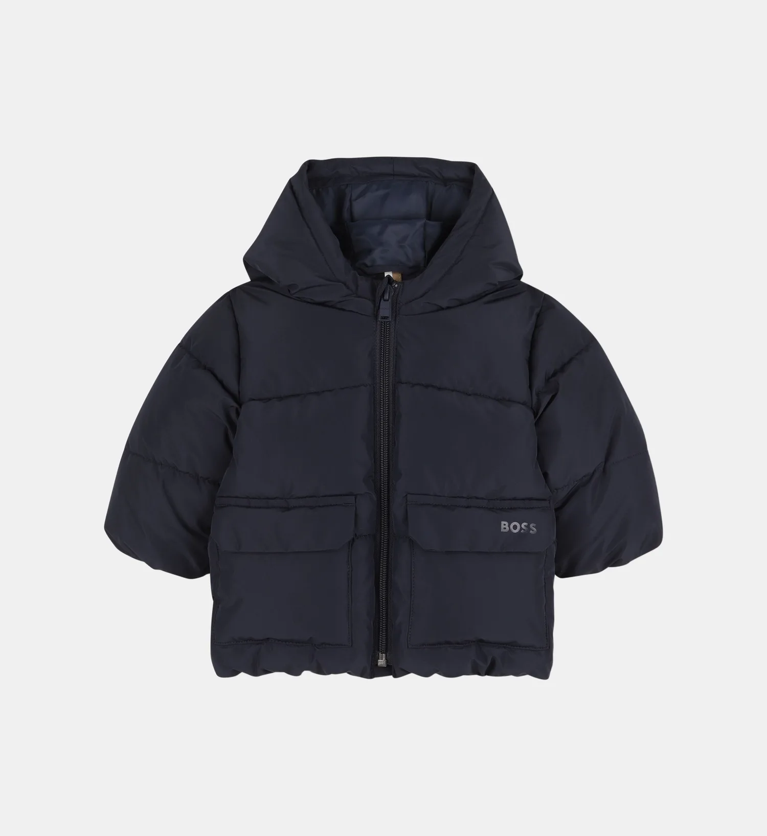 Пуховик с капюшоном BOSS Kidswear, синий