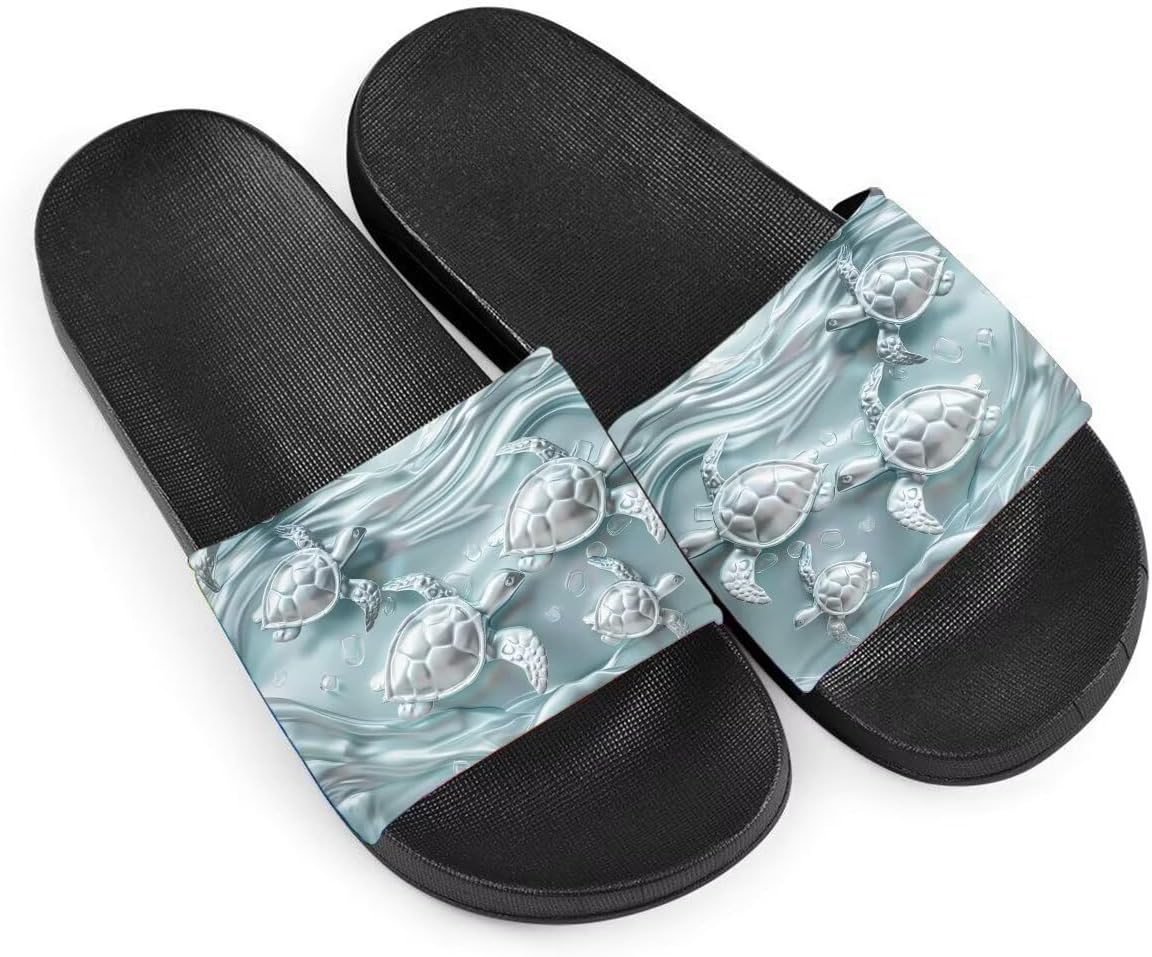 

Женские модные сандалии с уникальным дизайном, с узором черепахи, на плоской подошве, с противоскользящей подошвой из ЭВА, легкие повседневные домашние и тапочки Getelinseng, серебряный
