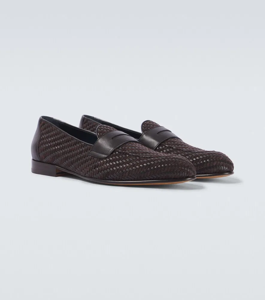 Лоферы Appia из кожи и замши Brioni, коричневый