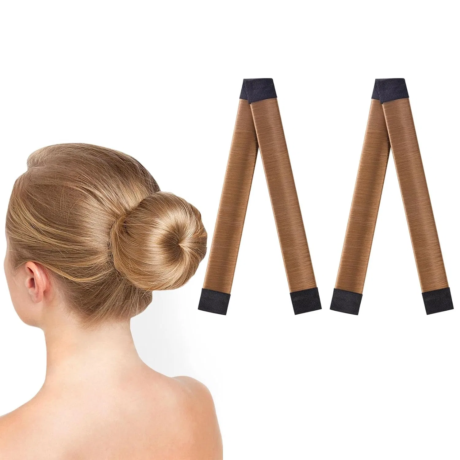 Набор из 2 приспособлений для создания пучка URAQT Bun Maker Uraqt, Light Brown