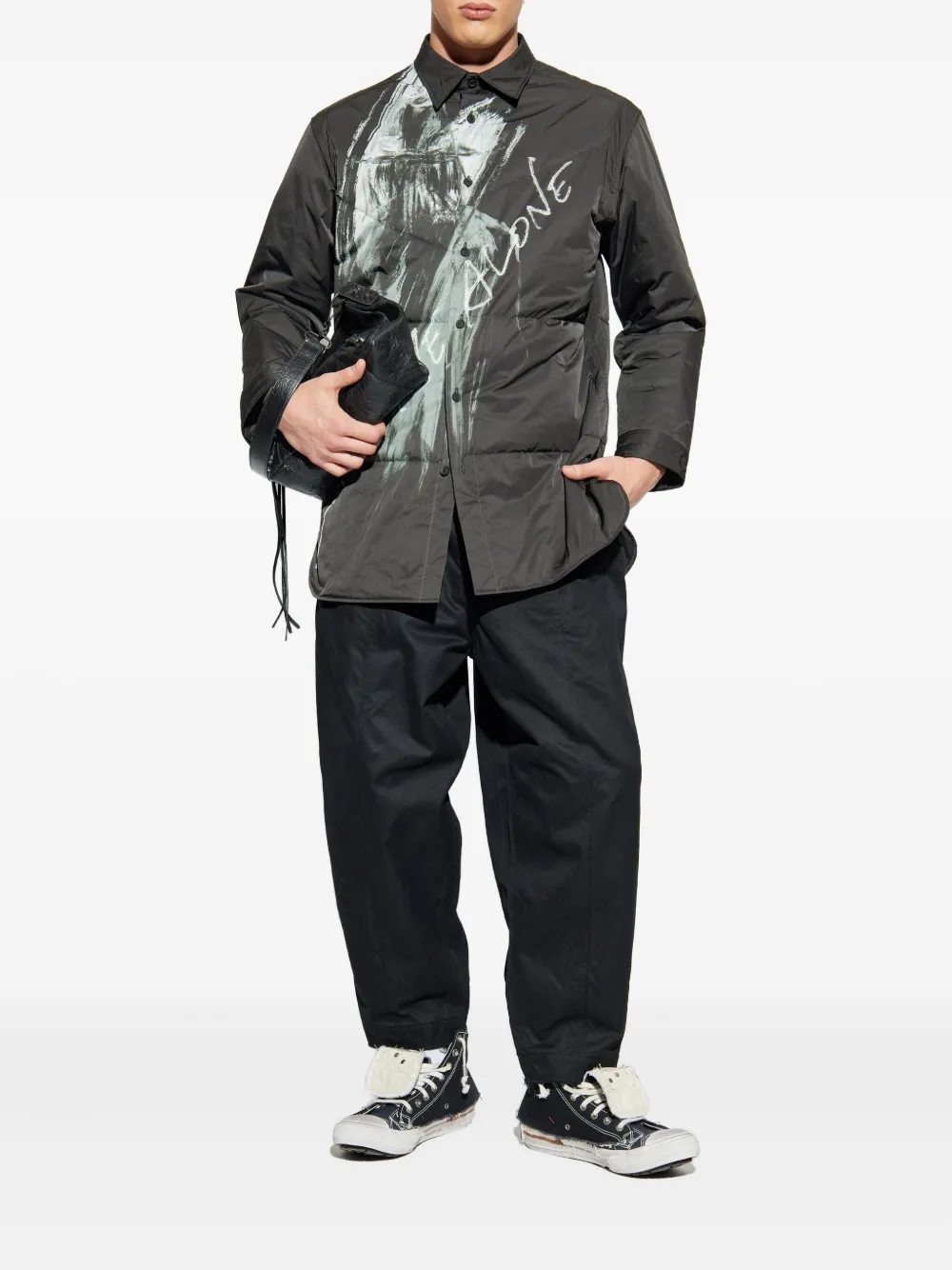 Стёганная рубашка-овершот Yohji Yamamoto, серый — фото 2