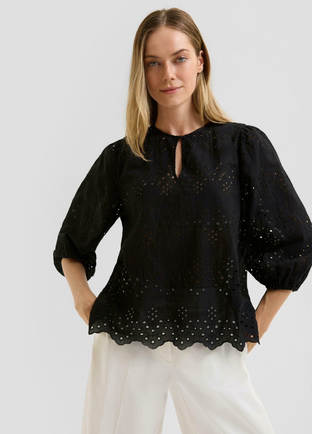 

Блуза MIT LOCHSTICKEREI s.Oliver BLACK LABEL, черный
