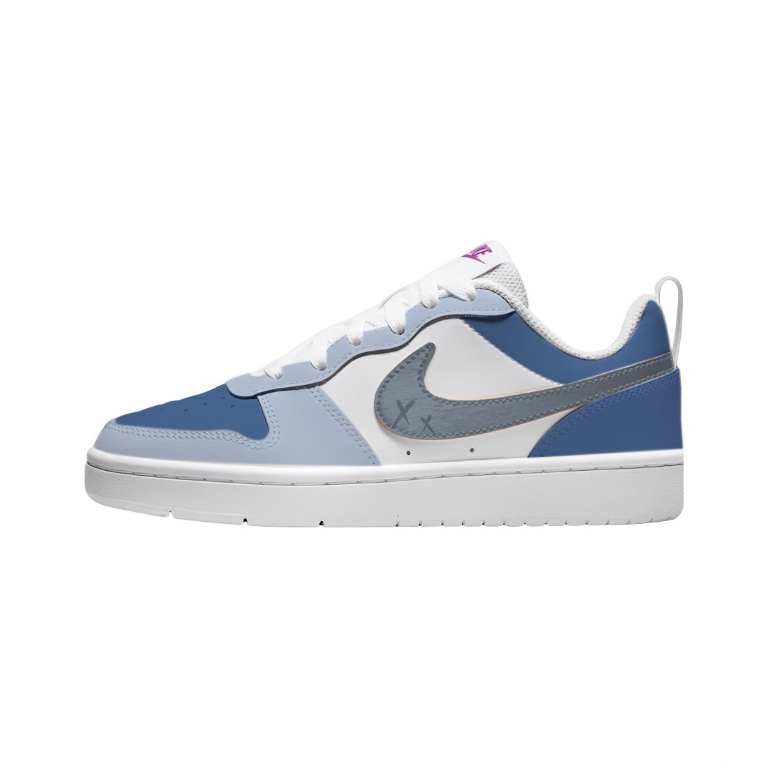 

Кроссовки Nike Court Borough Skateboard Shoes Women's Low-Top White Blue, Синий, Кроссовки Nike Court Borough Skateboard Shoes Women's Low-Top White Blue
