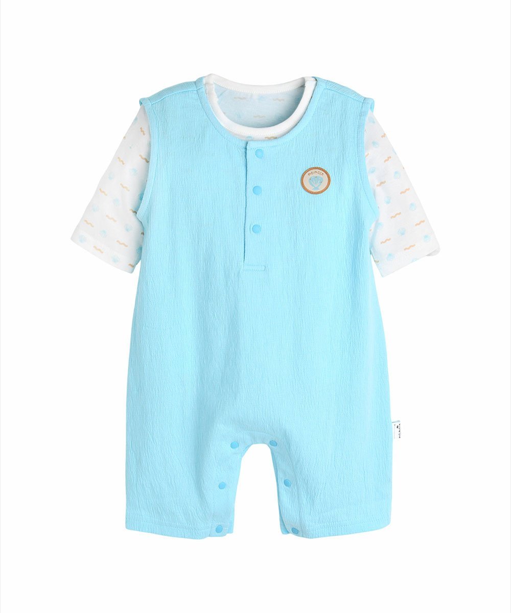 Комбинезон и топ из жаккардовой ткани модал-хлопок длиной 3/4 Moimoln, Blue — фото 2
