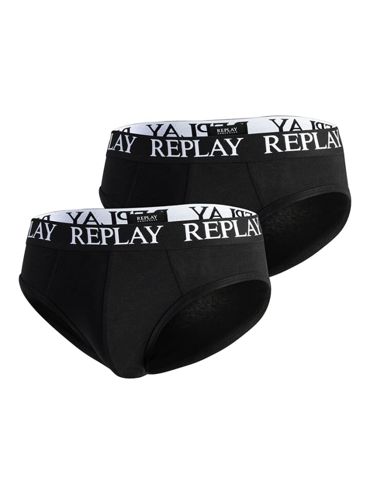 

Трусы Replay Slip REPLAY SLIP Basic Cuff Logo im praktischen 2er Pack, черный