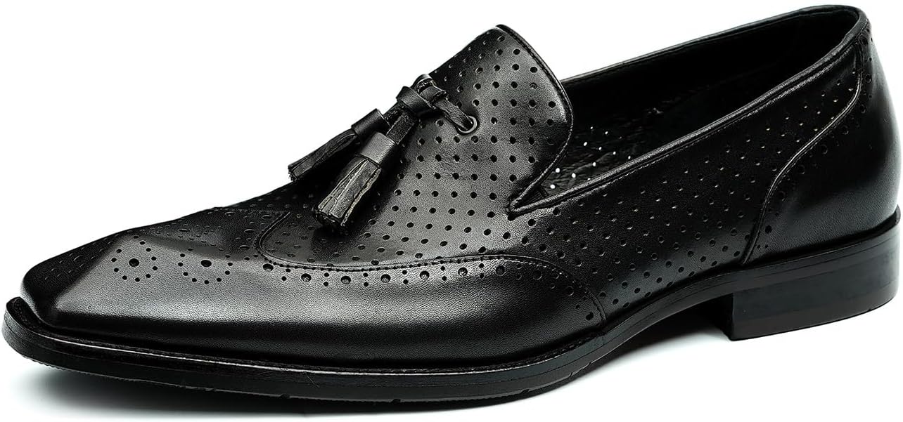 

Мужские лоферы Santimon черные кожаные классические слипоны, летние туфли, модные формальные деловые лоферы с кисточками