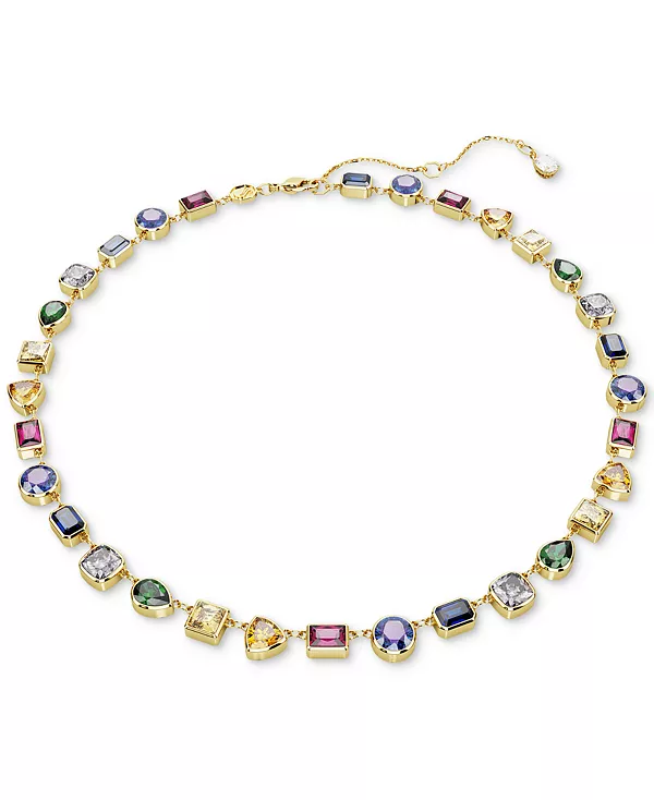 

Ожерелье из разноцветных кристаллов по всему периметру золотистого оттенка Stilla, 15 дюймов + удлинитель 2-3/4 дюйма Swarovski, multicolored