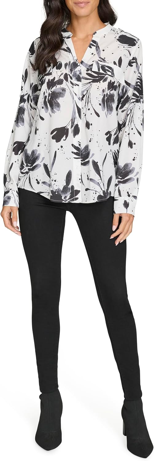 

Женская блузка с длинным рукавом и принтом Calvin Klein, Crm/Blk