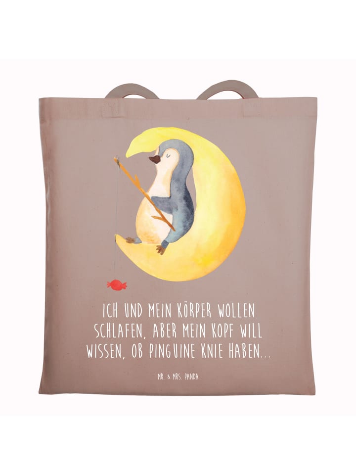 

Сумка Mr. & Mrs. Panda Tragetasche Pinguin Mond mit Spruch, коричневая пастель