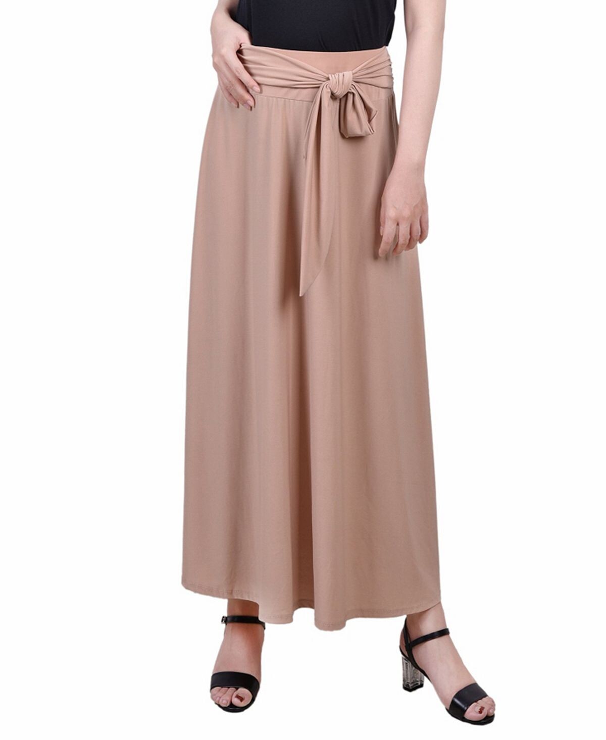 

Миниатюрная однотонная длинная юбка с поясом на талии NY Collection