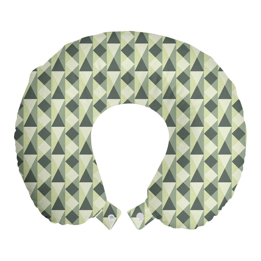 

ABAKUHAUS Подушка для путешествий Geometric, подушка для шеи, треугольники и квадраты, дорожные принадлежности из пенопласта для самолетов и автомобилей, 30x30 см, светло-зеленый, зеленый резеда