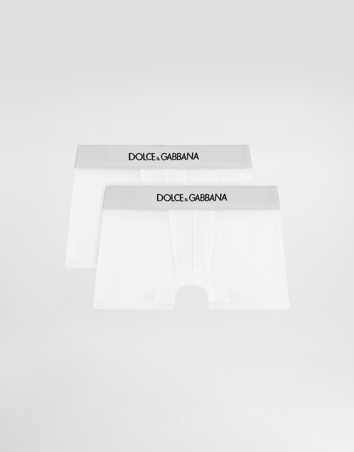 

Комплект из двух трикотажных боксеров с фирменной резинкой Dolce&Gabbana, белый
