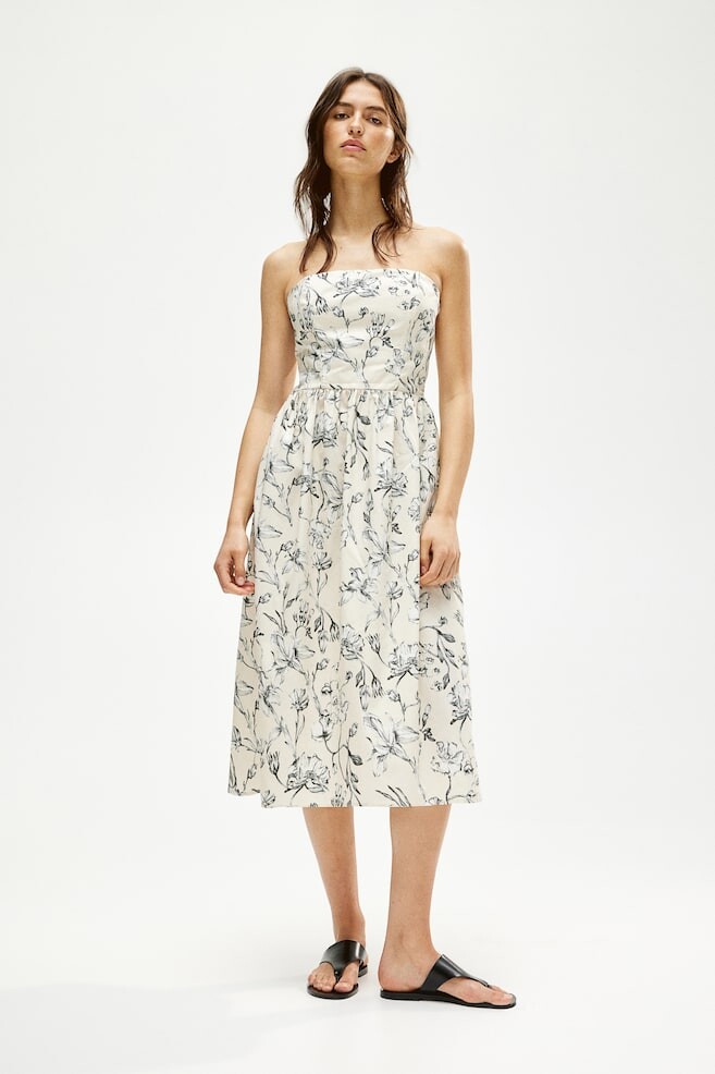 

Хлопковое платье бандо H&M, бежевый