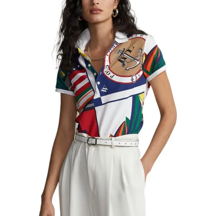 Женское поло мультиколор с воротником поло, прямой крой Polo Ralph Lauren, Multicolor — фото 4