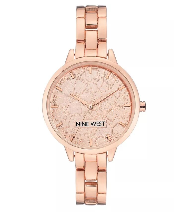 

Женские кварцевые часы-браслет из сплава розового золота, 36 мм Nine West