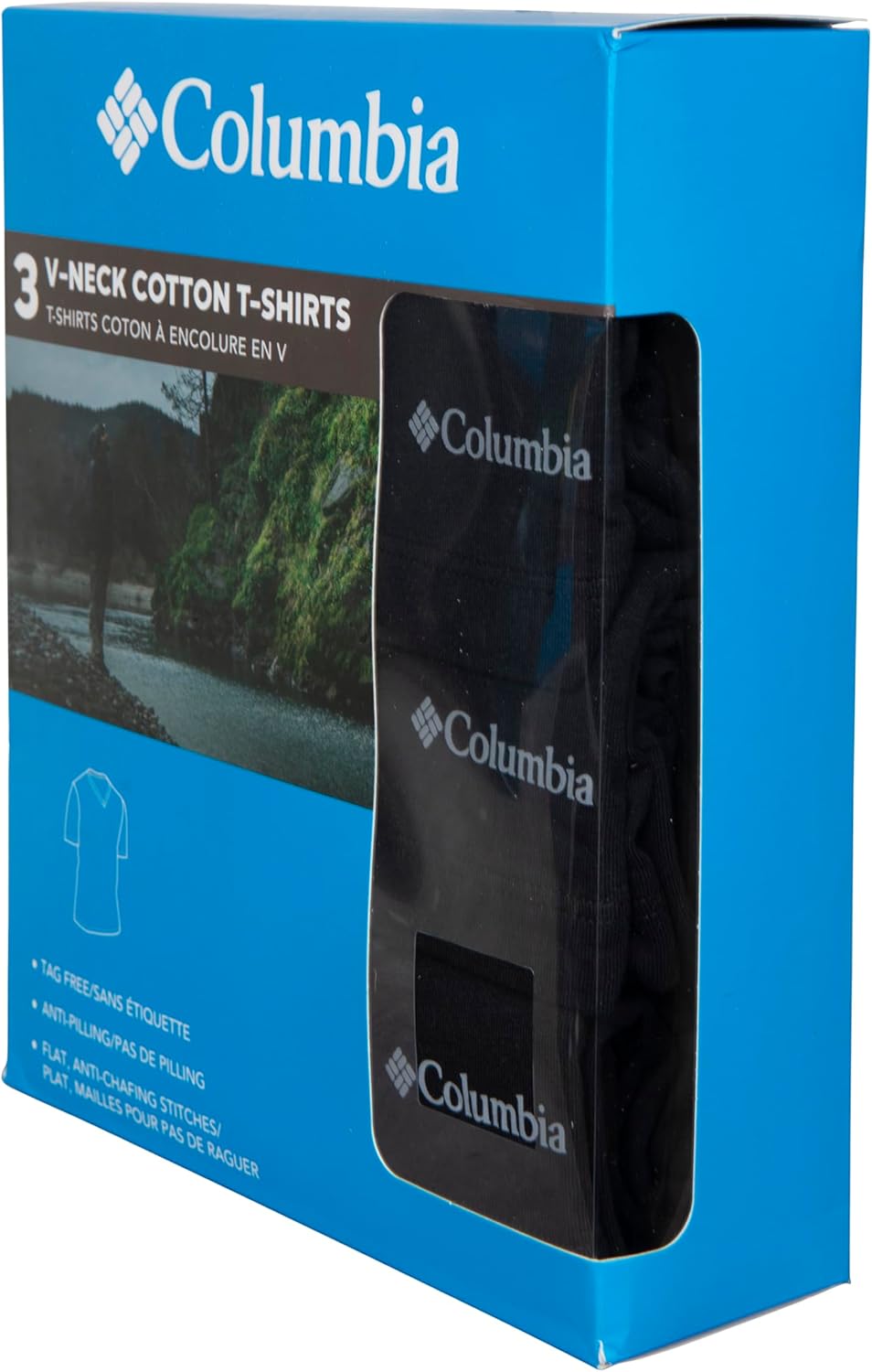 Футболка мужская Columbia, 3 шт, хлопок, V-образный вырез, Black — фото 3
