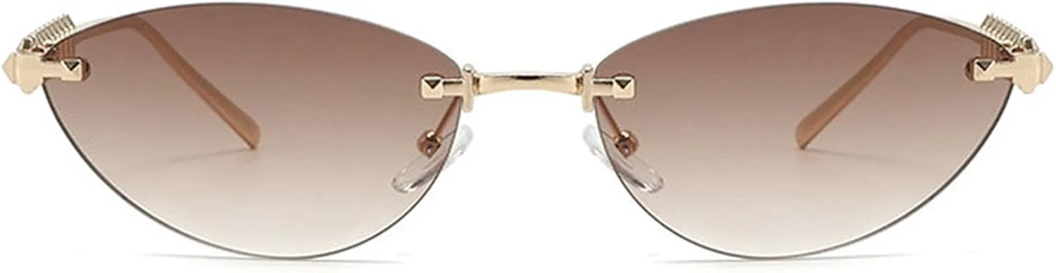 

Солнцезащитные очки Helena Fashion Y2k «кошачий глаз» для женщин, модные, в металлической оправе, треугольные, без оправы, с защитой от УФ-излучения UV400, C2