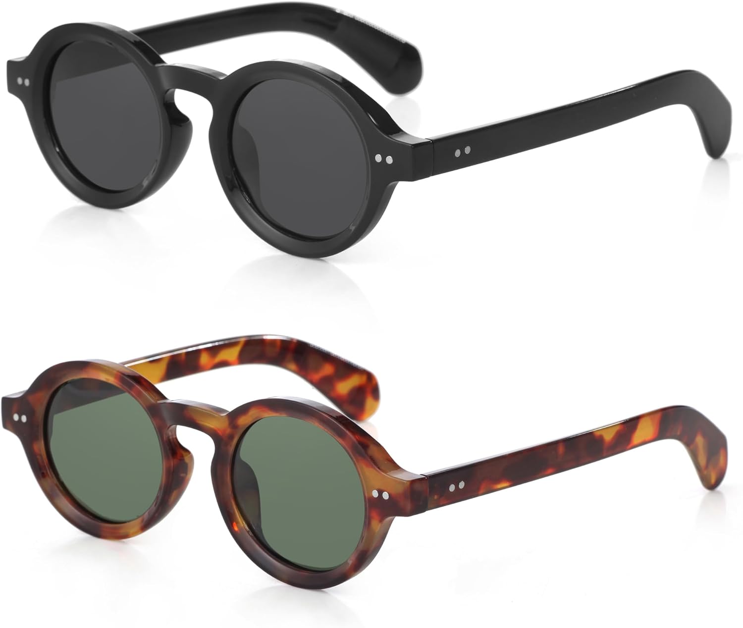 

Модные круглые поляризованные солнцезащитные очки для мужчин и женщин, массивные солнцезащитные очки в стиле хиппи, ретро-стиль 90-х Teumire, A11 2 Pack-black/Grey+tortoise/G15