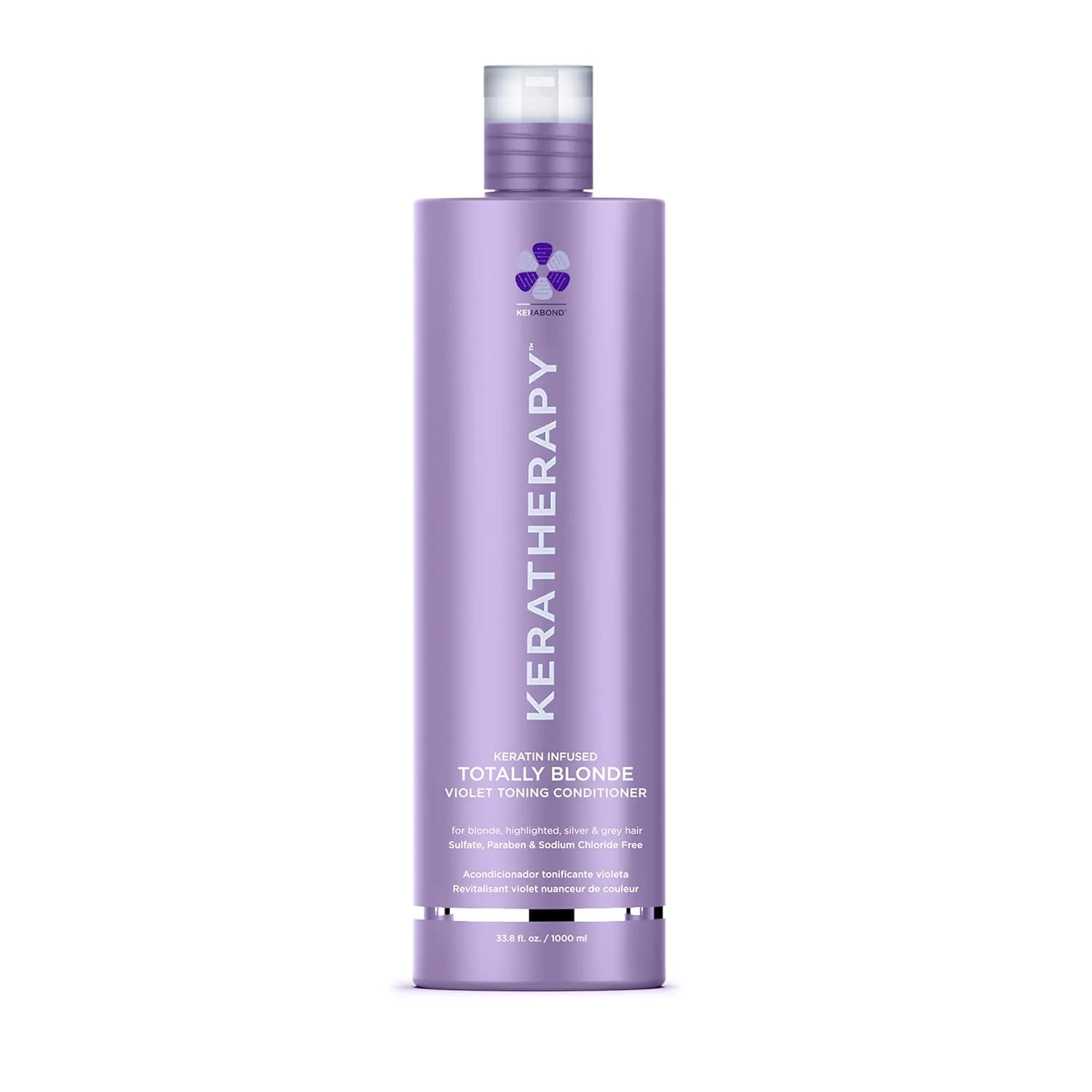 KERATHERAPY Totally Blonde Violet Toning Conditioner, 1000 мл, с кератином для блонда, седых и мелированных волос, без сульфатов и парабенов, purple