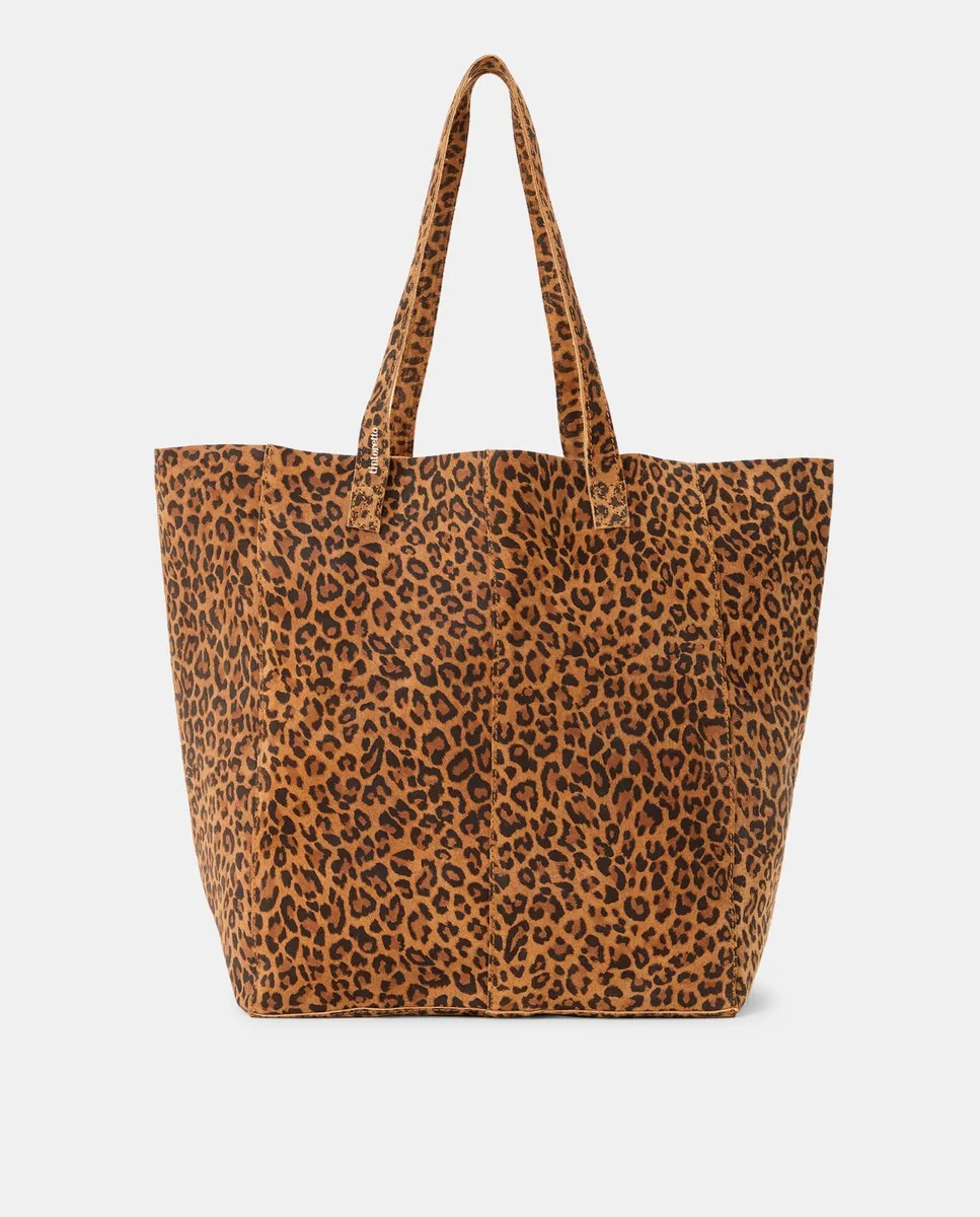 

Сумка-шоппер из кожи с анималистичным принтом Tintoretto, коричневый