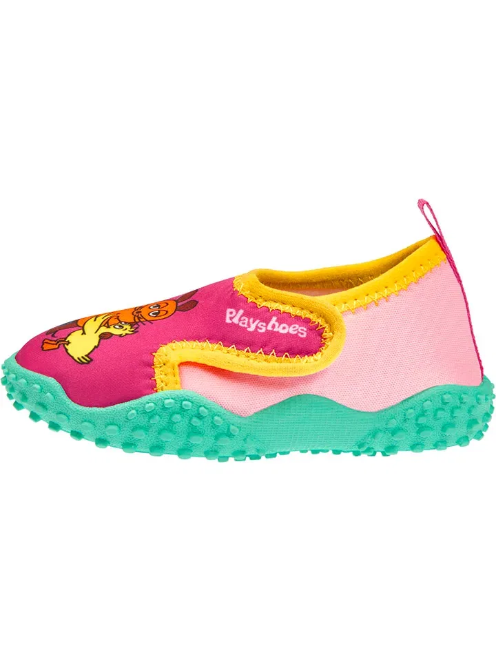Тапочки для бассейна с защитой от солнца, Playshoes, розовый/бирюзовый