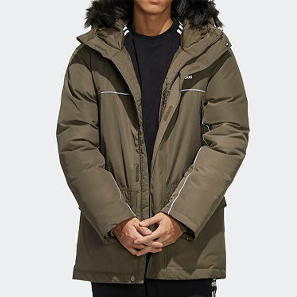 Пуховик adidas originals Men's Leisure Sports Windproof Ultra Warm Hooded Down Jacket Brown, коричневый — фото 3