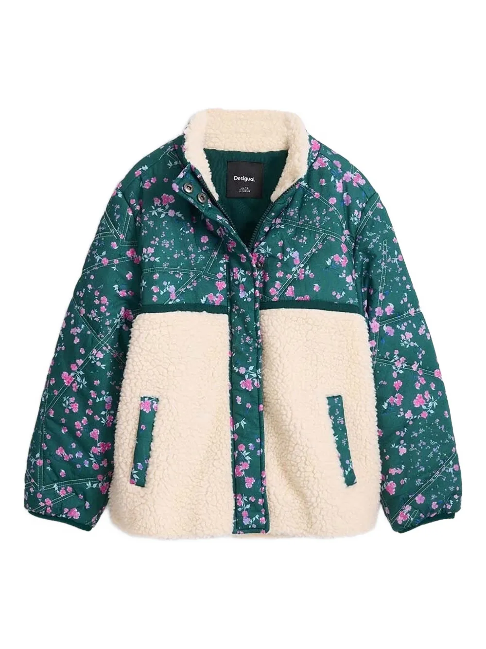 

Стеганая куртка с цветочным принтом и вставками Desigual, зеленый